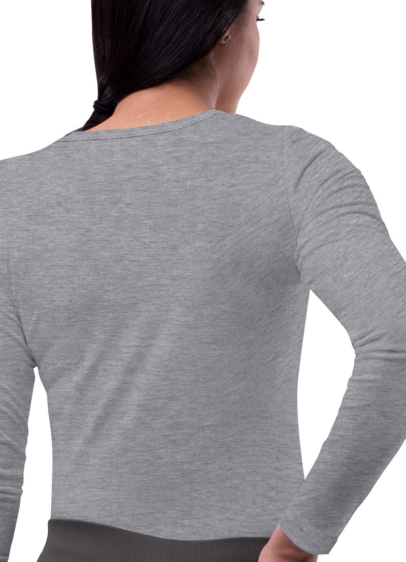 Sivvan Scrubs for Women - Long Sleeve Comfort Underscrub Tee - S8500 - Dark Marl Gray - L - Image 2